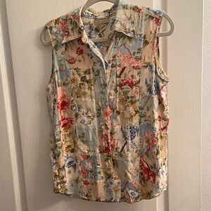 Liz Claiborne Floral Patchwork Sleeveless Blouse